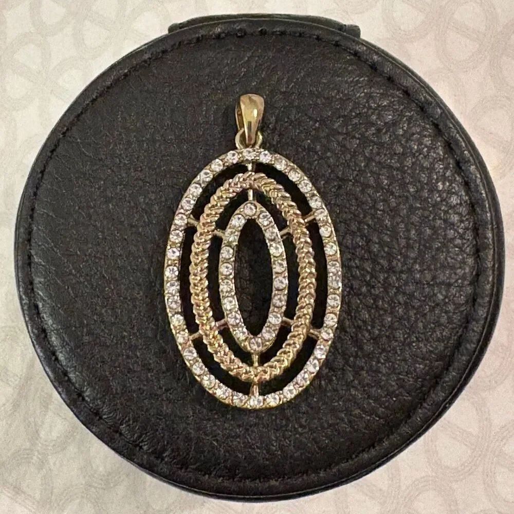 Gold Tone and Crystal Oval Pendant